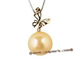 thpd021 15-16mm large Nature Golden south sea Pearl pendant in 18K gold